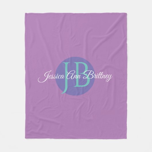 Trendy Design Personaliseer naam en monogram Fleece Deken (Voorkant)
