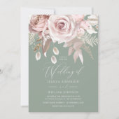 Trendy Designer Blush & Sage Wedding Kaart (Voorkant)