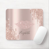 Trendy Diamonds Lips Roos Gold Glitter Drivers Muismat (Met muis)