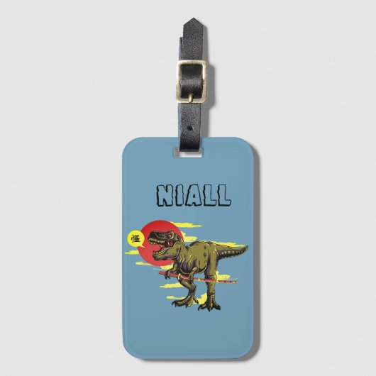 Trendy dinosaurus gepersonaliseerd bagagelabel (Voorkant (verticaal))