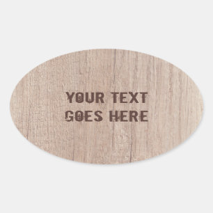 Trendy Distress Text Brown Wood Board Kijk uit Ovale Sticker
