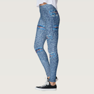 Trendy Distressed Look Denim Jeans Leggings