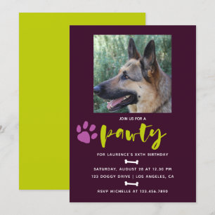 Trendy Dog of Puppy Birthday Party foto-uitnodigin Kaart