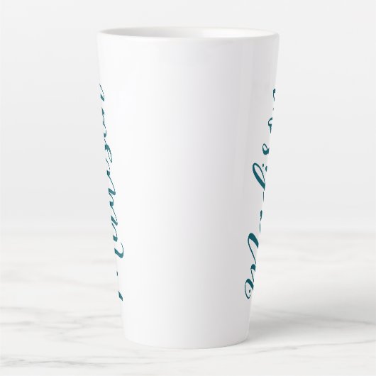 Trendy Donker Turquoise Handgeschreven Script Cust Latte Mok (Voorkant)