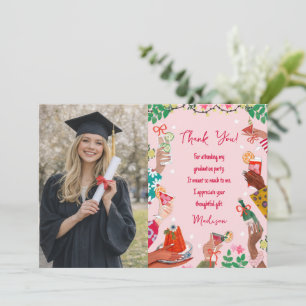 Trendy Doodle Proost op je diploma Foto Bedankkaar Kaart