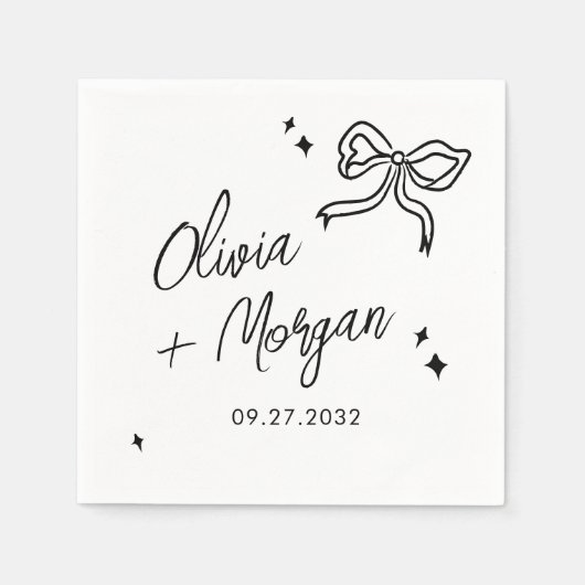 Trendy Doodle Script Ribbon bruiloft Servet (Voorkant)