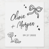 Trendy Doodle Script Ribbon bruiloft Wijn Etiket (Enkel label)