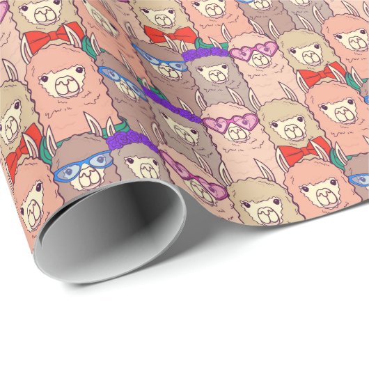 Trendy Dpress Llama Pattern Cadeaupapier (Rol Hoek)