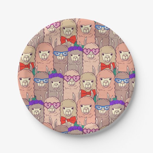 Trendy Dpress Llama Pattern Papieren Bordje (Voorkant)