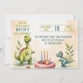 Trendy Drie-Rex Dinosaurus 3e Verjaardag Foto Kaart (Achterkant)