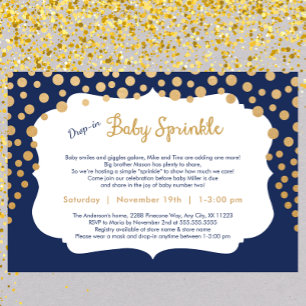 Trendy drop-in jongen baby sprinkle uitnodigingen