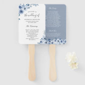 Trendy Dusty Blue Bohemian Floral Wedding Program Handwaaier (Voorkant en achterkant)