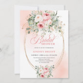 Trendy Dusty Pink Floral Bridal Shower Invitation (Devant)
