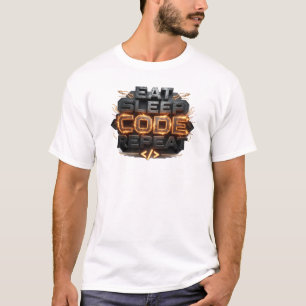 Trendy EAT SLEEP CODE REPEAT Aangepaste Creatie T-shirt