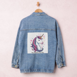 Trendy Eenhoorn Aanpasbaar Magisch Mode Cadeau Denim Jacket