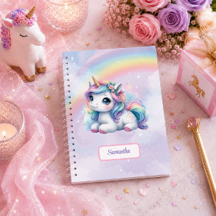 Trendy Eenhoorn Roze Paars Meisje Verjaardag Custo Notitieboek