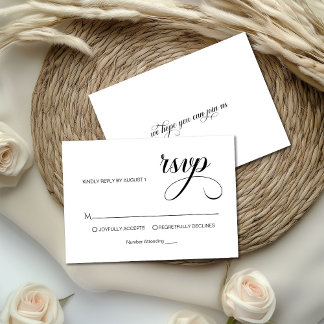 Trendy Eenvoudige Calligrafie Overlay Foto Bruilof RSVP Kaartje
