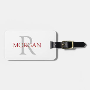 Trendy Eenvoudige Doe-Het-Zelf-Monogram en Naam, G Bagagelabel