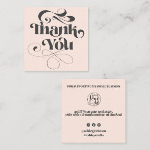Trendy eenvoudige koele retro script orde dank u vierkante visitekaartje