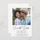 Trendy Eenvoudige Typografie Foto Instant Verlovin Save The Date (Voorkant / Achterkant)