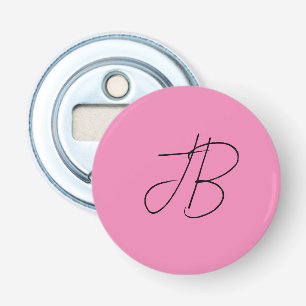Trendy effen eenvoudige vet monogram initialen roz button flesopener