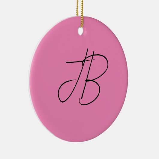 Trendy effen kalligrafie monogram initialen roze keramisch ornament (Rechts)