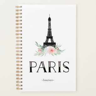 Trendy Eiffel Tower en Blush Pink Flowers Parijs Planner