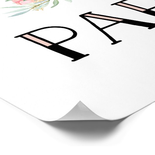 Trendy Eiffel Tower en Blush Pink Flowers | Parijs Poster (Hoek)