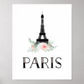 Trendy Eiffel Tower en Blush Pink Flowers | Parijs Poster (Voorkant)