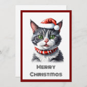 Trendy eigentijdse grillige kat Vrolijk kerstfeest Feestdagenkaart (Voorkant / Achterkant)