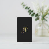 Trendy Elegant Black en Gold Modern Monogram Visitekaartje (Staand voorkant)