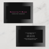 Trendy Elegant Black Gray Pink Executive Manager Visitekaartje (Voorkant / Achterkant)