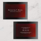 Trendy Elegant Black Gray Red Executive Manager Visitekaartje (Voorkant / Achterkant)