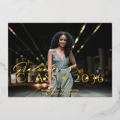Trendy Elegant Classic Script Photo Afstuderen Folie Uitnodiging (Voorkant)