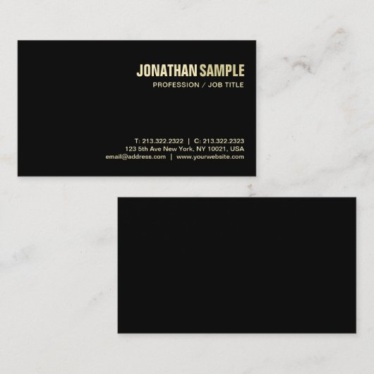 Trendy Elegant Design Plain Zwart Goud Luxe Zijde Visitekaartje (Voorkant / Achterkant)