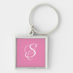 Trendy Elegant DIY Script Monogram/Roze Sleutelhanger
