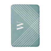 Trendy Elegant Geometric Monogram Ocean Blue Green Badmat (Voorkant Verticaal)