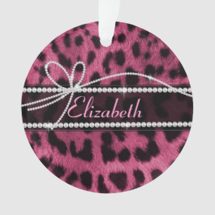 Trendy elegant girly faux heet roze luipaard ornament