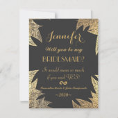 Trendy Elegant Gold Faux Drawn Leaf Pattern Kaart (Voorkant)