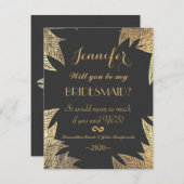 Trendy Elegant Gold Faux Drawn Leaf Pattern Kaart (Voorkant / Achterkant)