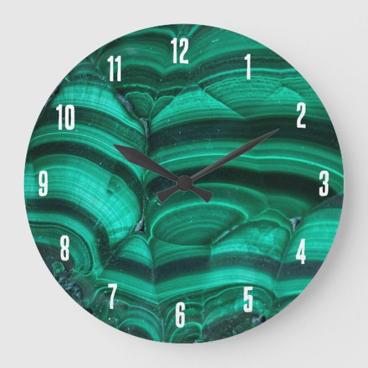 Trendy Elegant Groen Malachiet Crystal Stone Grote Klok (Voorkant)