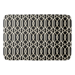 Trendy Elegant Lattice Trellis Pattern Black White Badmat