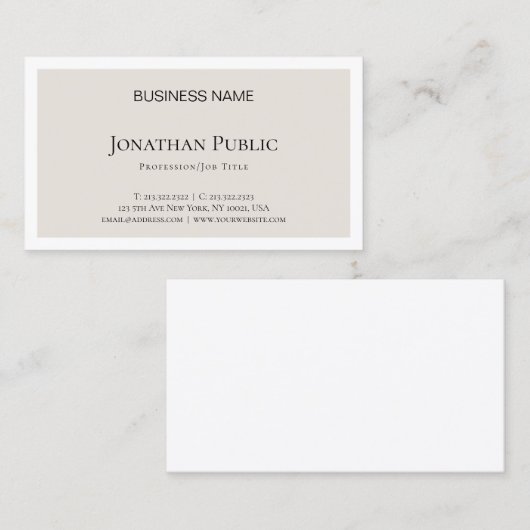 Trendy Elegant Minimal Design Modern Plain Luxury Visitekaartje (Voorkant / Achterkant)