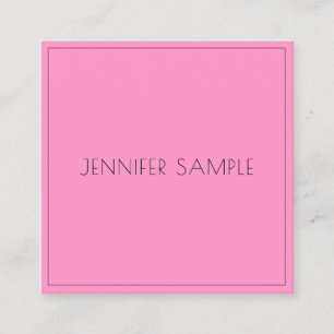 Trendy Elegant Minimalist Sjabloon Pink Modern Vierkante Visitekaartje