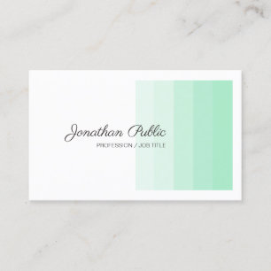 Trendy Elegant Mint Green White Calligraphy Script Visitekaartje