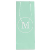 Trendy Elegant Mint Groen Sjabloon Wit Monogram Wijn Cadeautas (Achterkant)