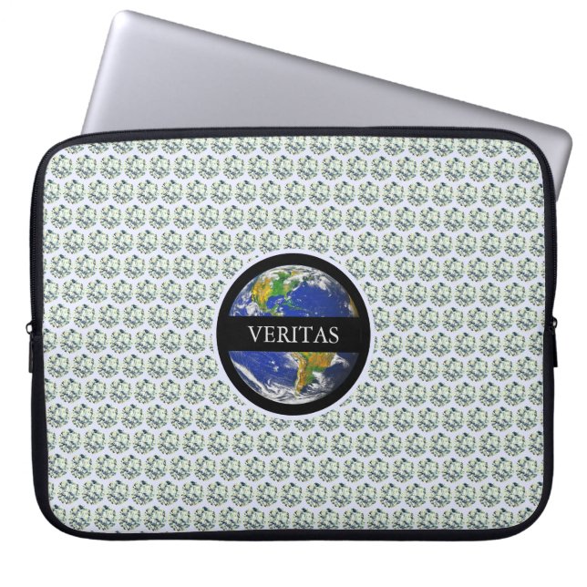 Trendy elegant modern diamant en wereldbol laptop sleeve (Voorkant)