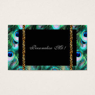 Trendy Elegant Modern Girly Peacock & Leopard Visitekaartjes