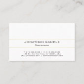 Trendy Elegant Modern Plain Gold White Minimalist Visitekaartje (Achterkant)