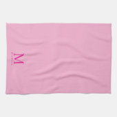 Trendy Elegant Personalized Hot Pink Monogrammed Theedoek (Horizontaal)